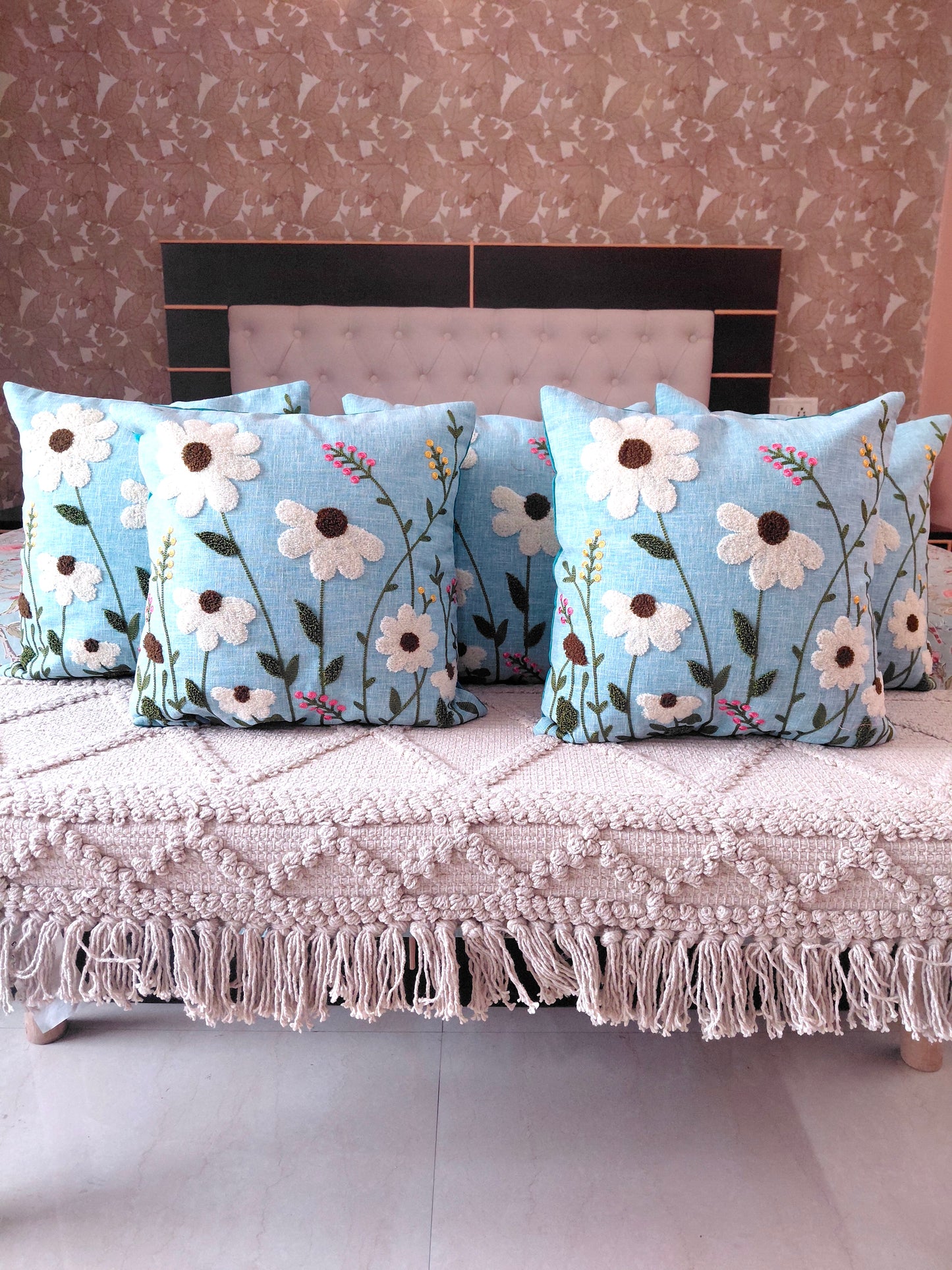 Floral Cushion Covers - Blue
