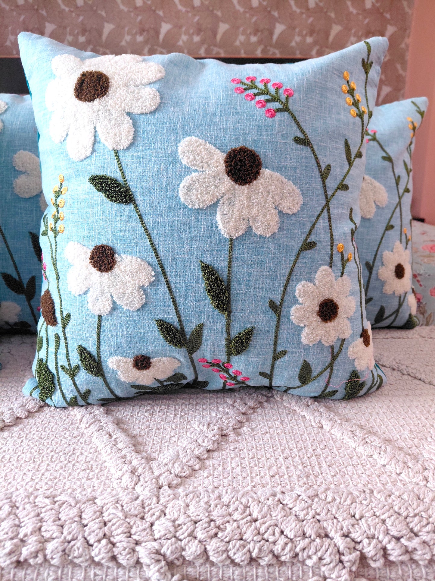 Floral Cushion Covers - Blue