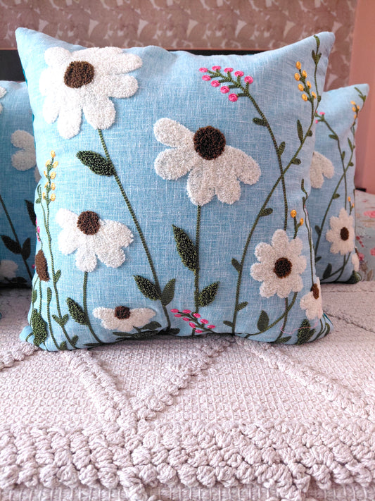 Floral Cushion Covers - Blue