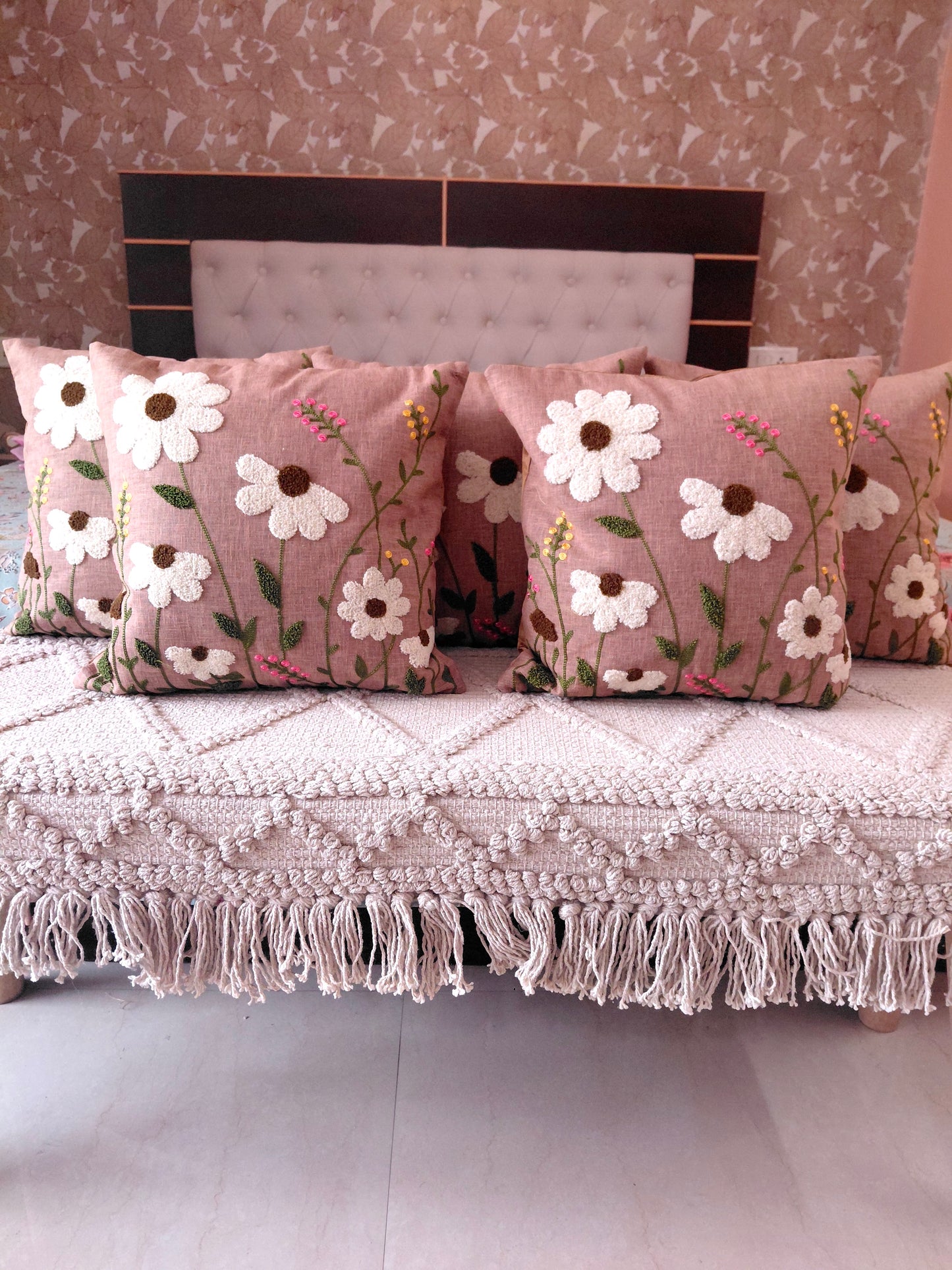 Floral Cushion Covers - Hazelnut