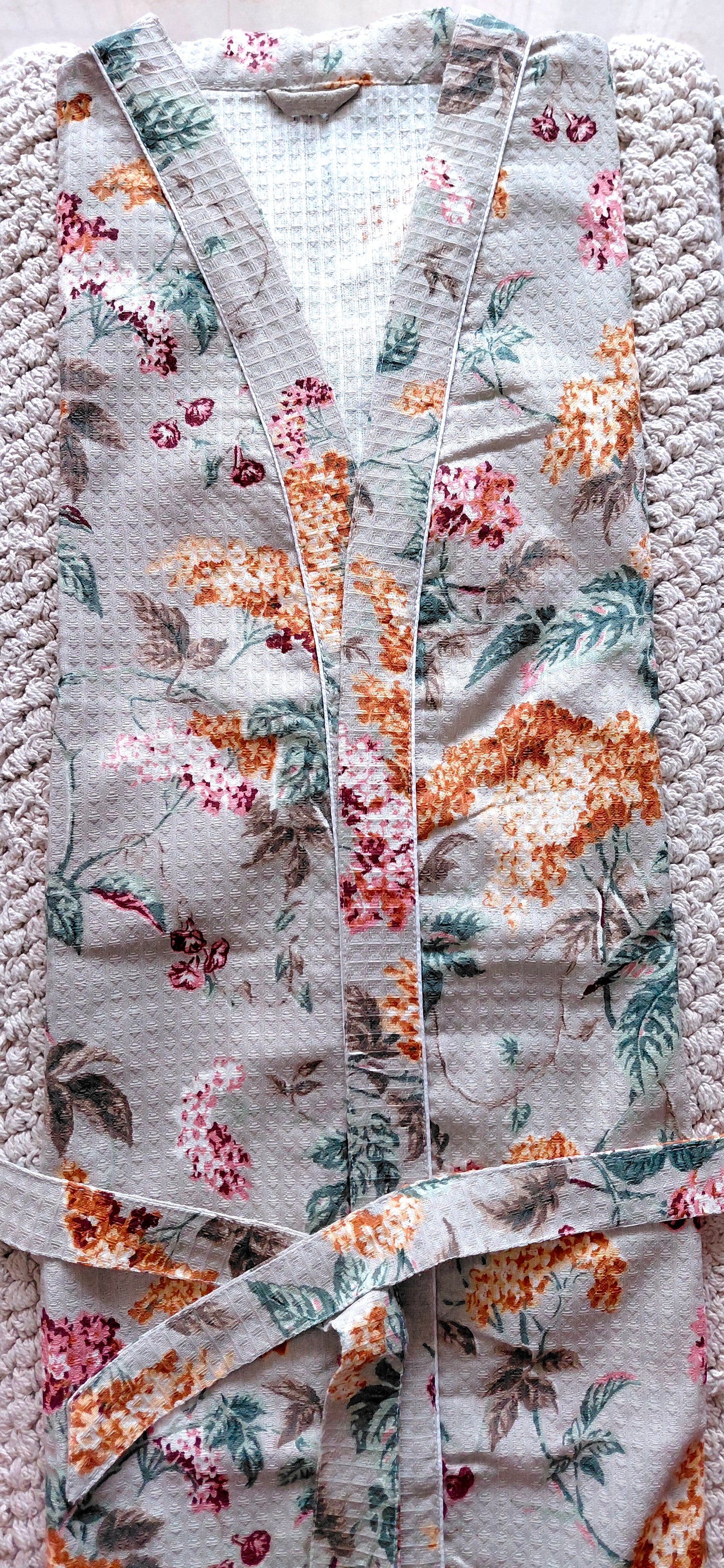 Cotton Handblock Print Bathrobe - Sunshine