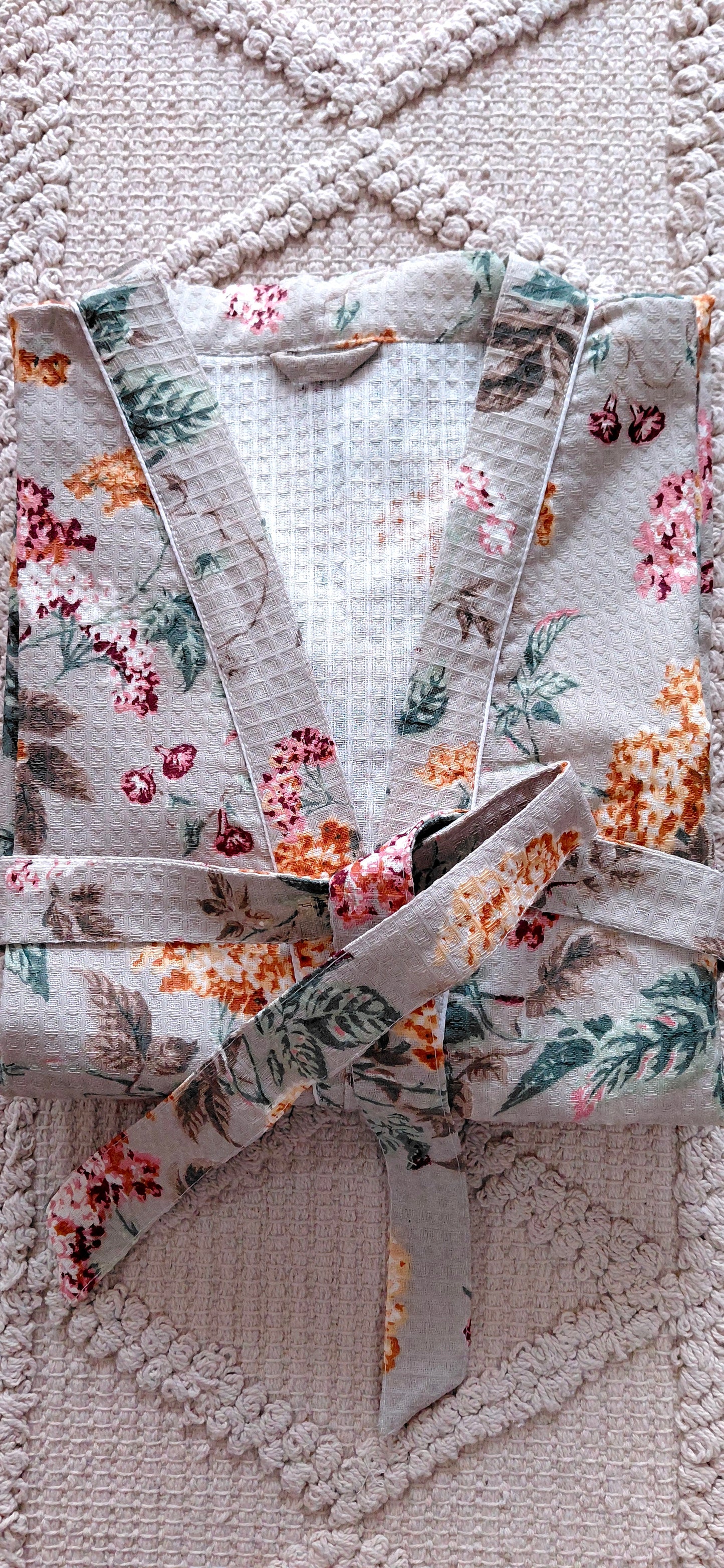 Cotton Handblock Print Bathrobe - Sunshine