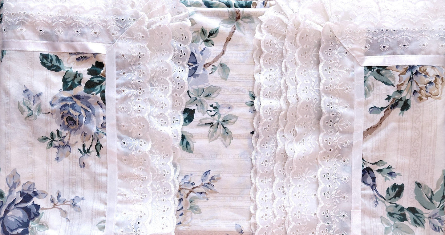 Blue Rose - Lace Cotton Bedsheet