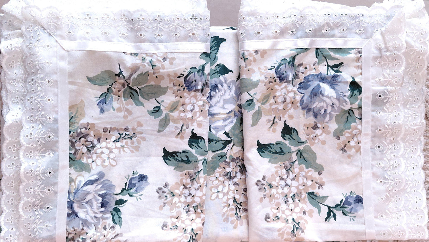 Green Rose - Lace Cotton Bedsheet