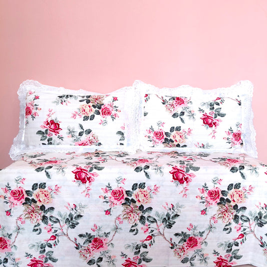 Indian Rose - Lace Cotton Bedsheet