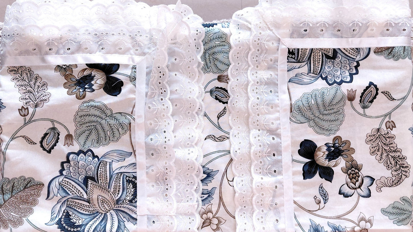 Indigo Dreams - Lace Cotton Bedsheet