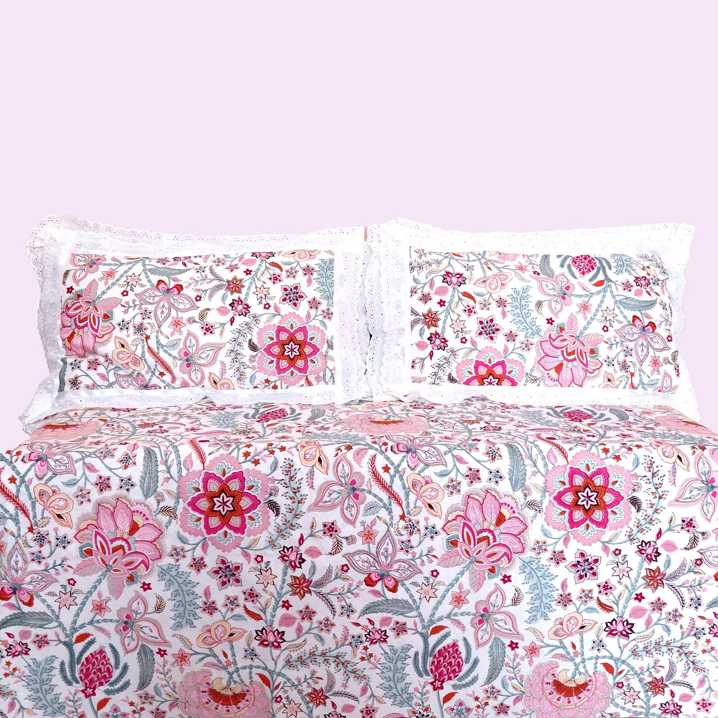 Pink Paradise - Lace Cotton Bedsheet