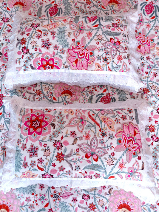 Pink Paradise - Lace Cotton Bedsheet