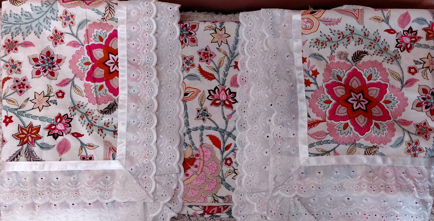 Pink Paradise - Lace Cotton Bedsheet
