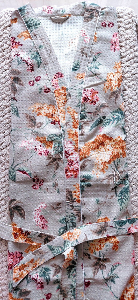 Cotton Handblock Print Bathrobe - Sunshine